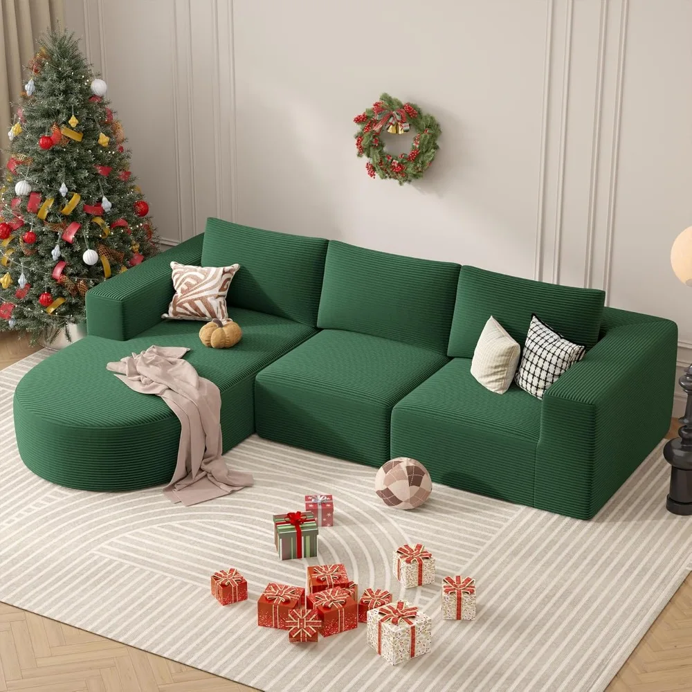 

Modular Sectional Sofa with L-Shape Chaise,Cloud Sectional Modern Sleeper Couch with Deep Seat,Sponge Compression Sofas No Assem