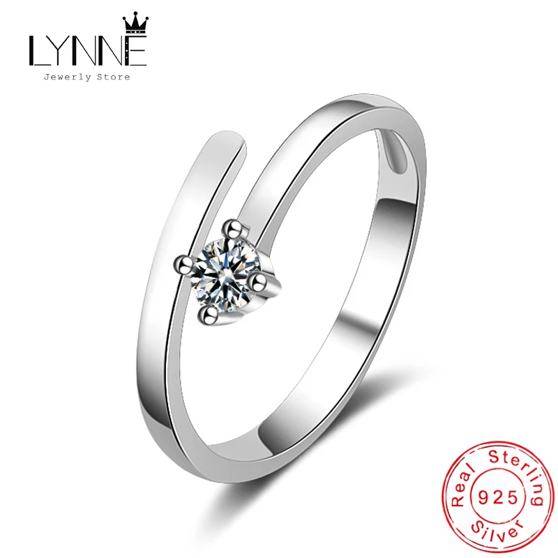 Women's Adjustable 925 Sterling Silver Cubic Zirconia Ring, Simple Design