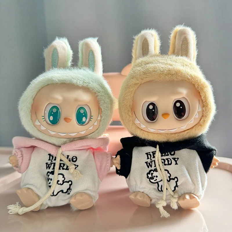 17cm Labubu I II Dolls Clothes The Monster Outfit Accessories Clothing DIY Kids Gift QuQu Hoodie Sweatshirt Jumpsuit YE21K