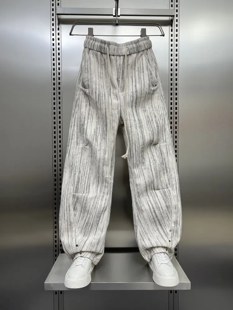 

Spring 2025 Men's Casual Loose American Sle Wide Leg Straight Leg Pants Tie Dye Striped Youthful Dync Faion