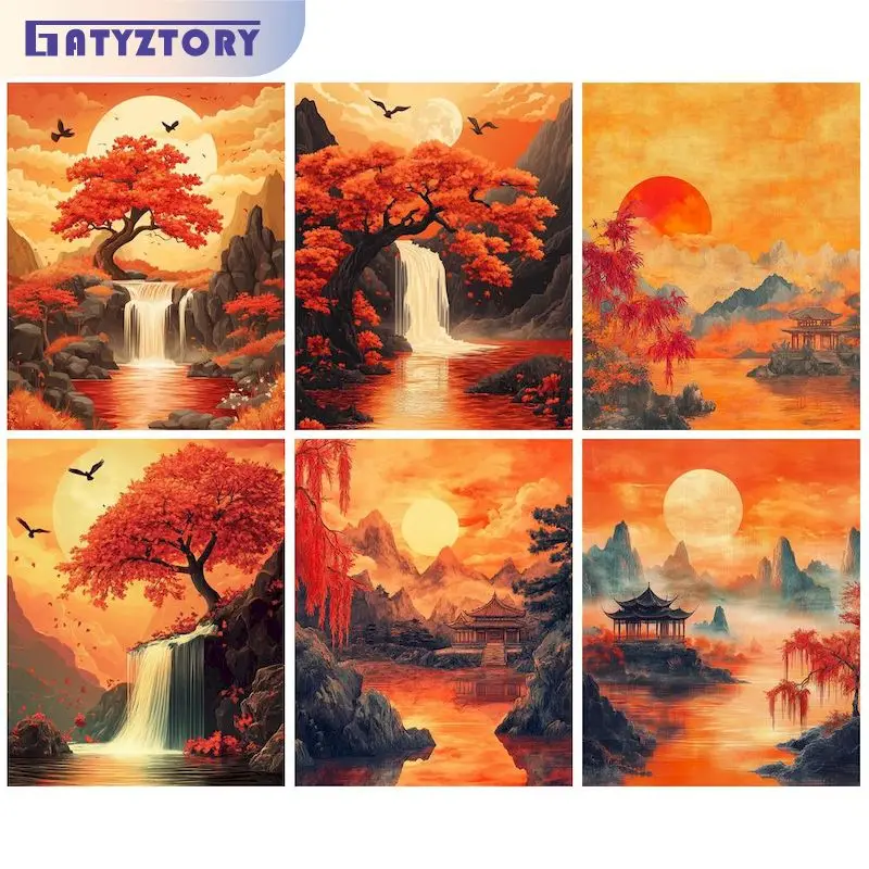 

GATYZTORY Painting By Numbers Hot Air dusk Landscape Coloring On Numbers For Adults Paint On Canvas Diy Crafts Wall Decors