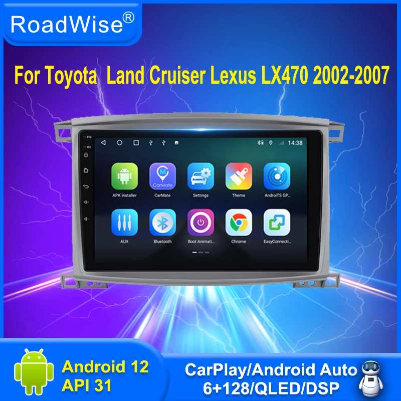 

8+256 Android Car Radio For Toyota Land Cruiser LC100 2002 - 2007 Lexus LX470 J100 2 II 2002-2007 Carplay 4G GPS DVD 2Din Stereo