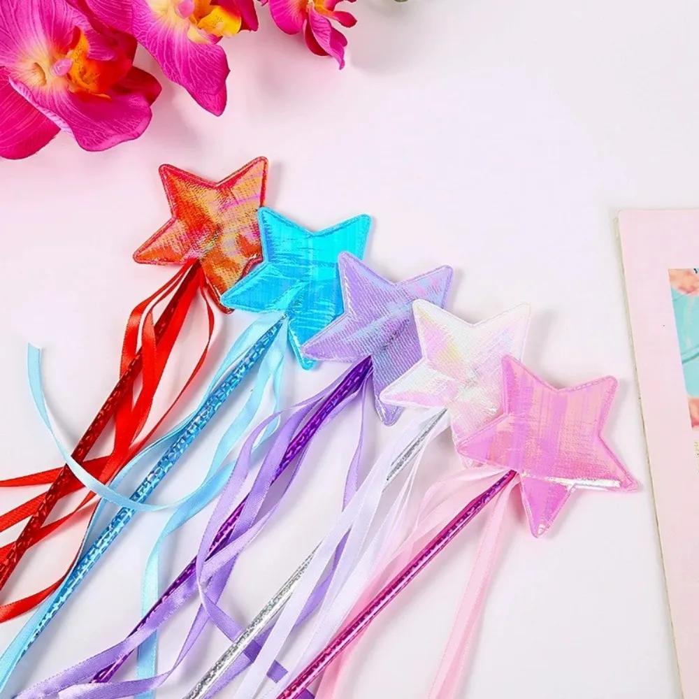 5 Stück, fünfzackiger Stern-Feenzauberstab mit Bändern, magische Stizh-Party-Prinzessin-Cosplay-Requisiten – Detail 2