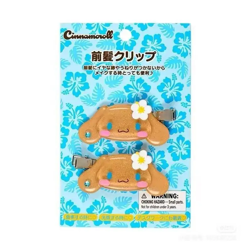 Fashion Sanrio Summer Hawaiian Black Leather Kitty Hair Clip Cute Girly Hello Kitty Side Hair Card Clip Jewelry view 6