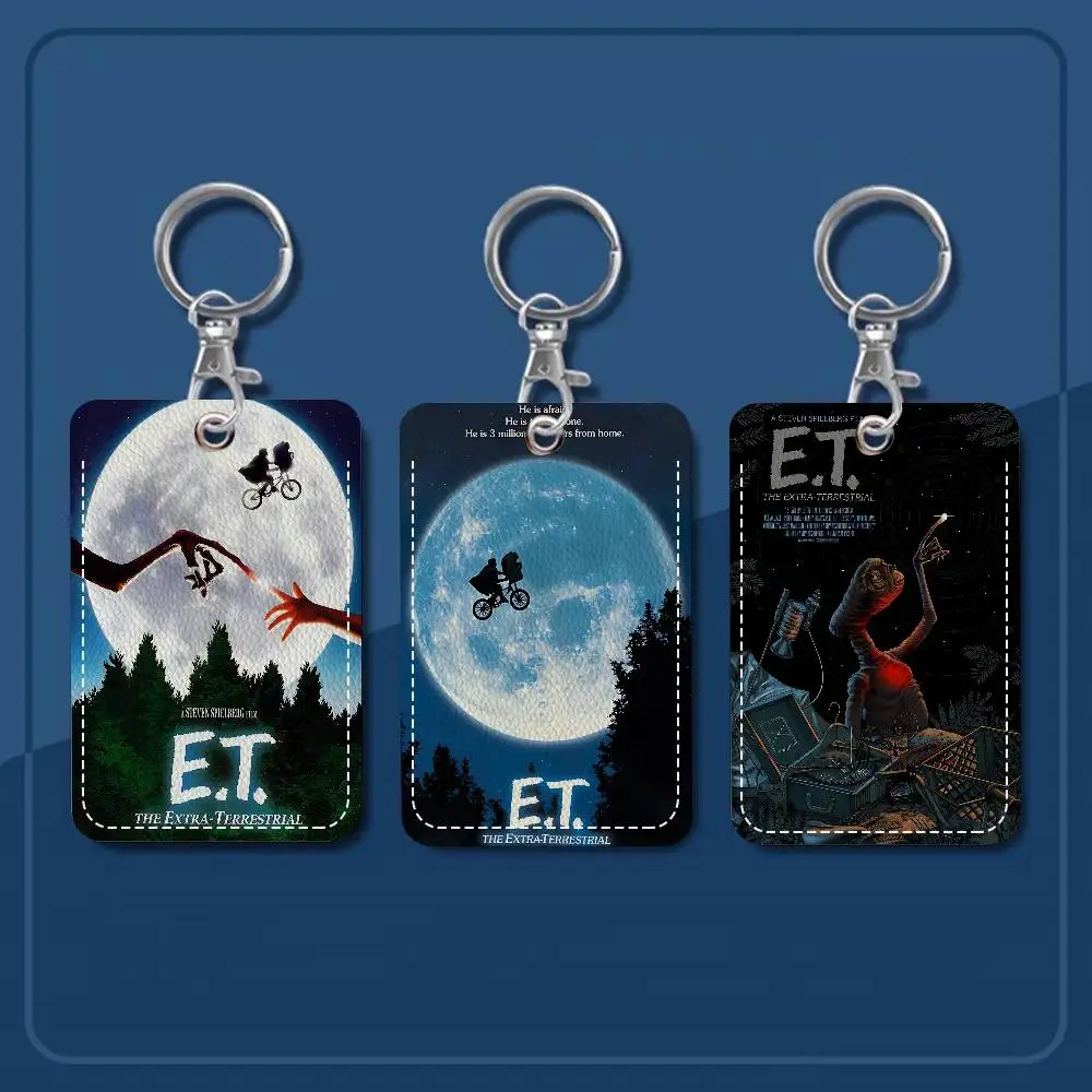 Classic Movie E-ET-T Rectangle Keychain Card Holder, Badge Credit Card Holder, Student ID Card Holder, Bus Cards Cover