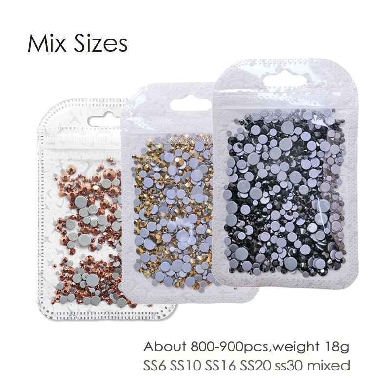 Metallic colors SS6-SS30 strass hot fix rhinestones flat back crystals stone for needlework diy garment wedding diamond glitters