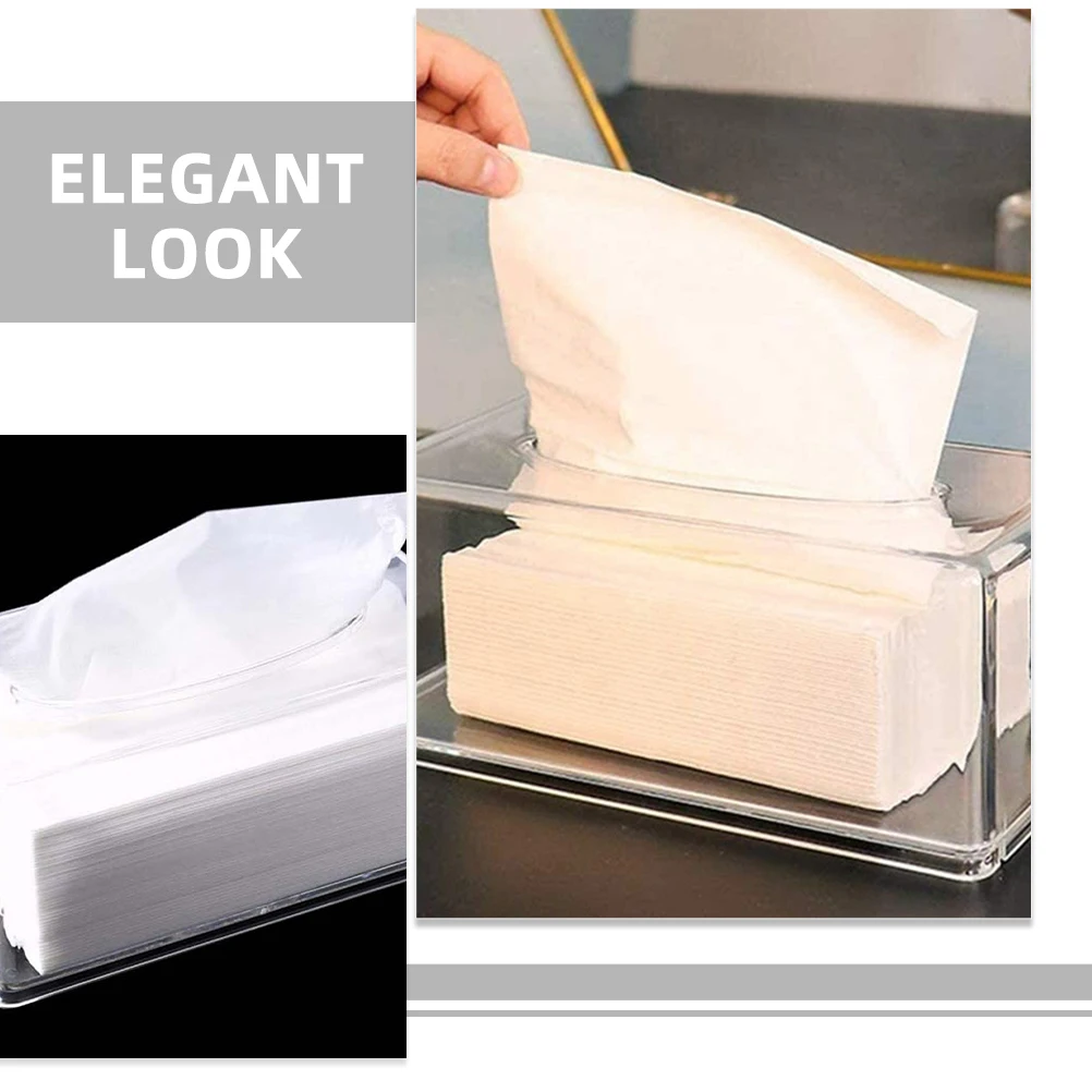 

Desktop Tissue Box Holder Rectangular Acrylic Tissue Dispenser Napkin Storage Case for Bathroom Living Room Hotel