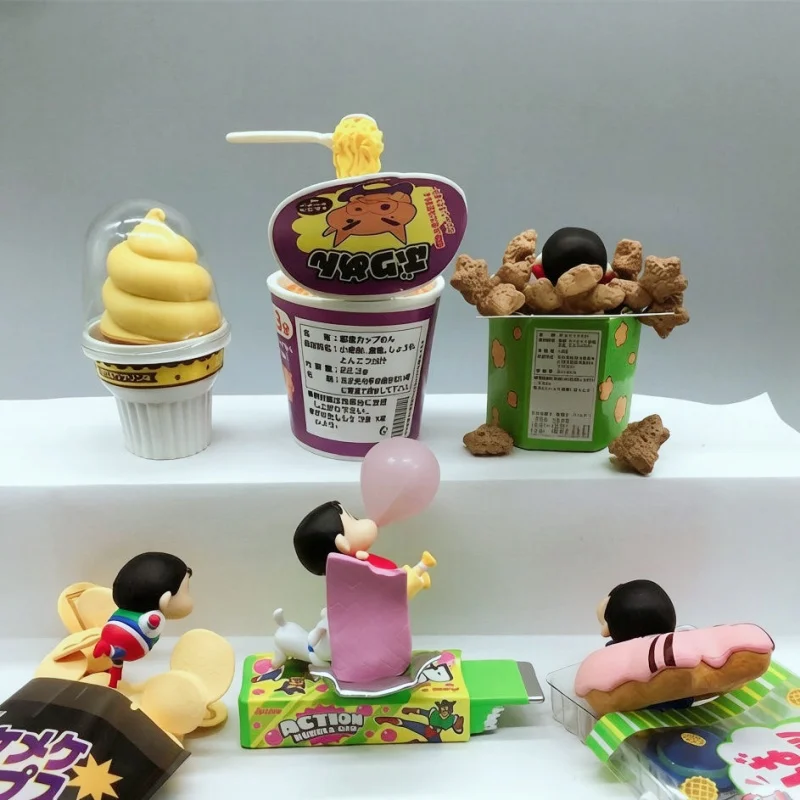 In Stock Re-ment Crayon Shin chan Super Satisfying Snack Party Figure Blind Box  Ice Cream Chocolate Donut Instant Noodle Toys view 3