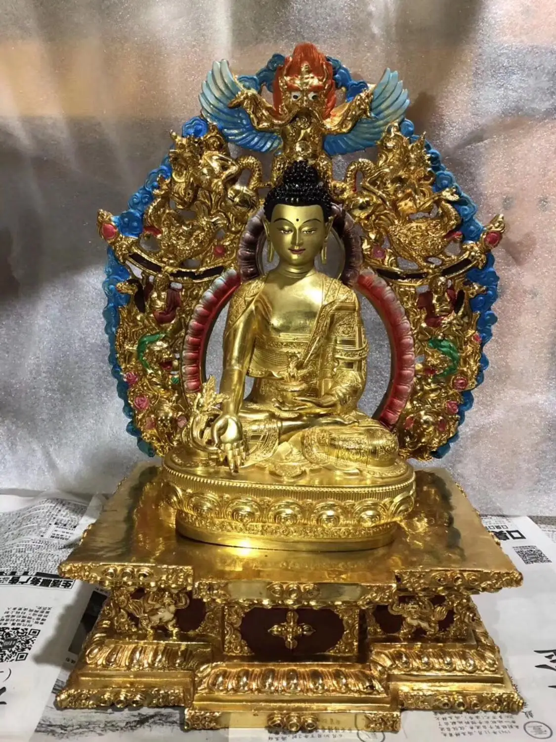 

Large Asia High grade gilding Buddha statue HOME family patron saint Omnipotent god Nepal India Sakyamuni Buddha gold Buddha