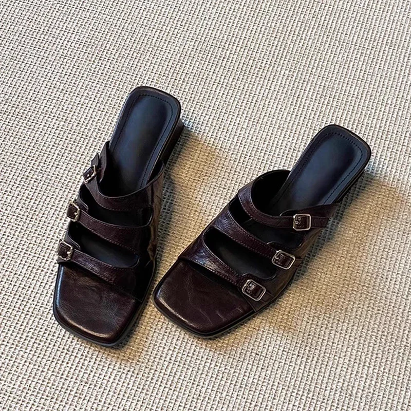 

Women Slippers Chunky Fashion Sandals Summer Woman Heeled Shoes 2025 Trend New Slides Dress Casual Pumps Mujer De Zapatillas