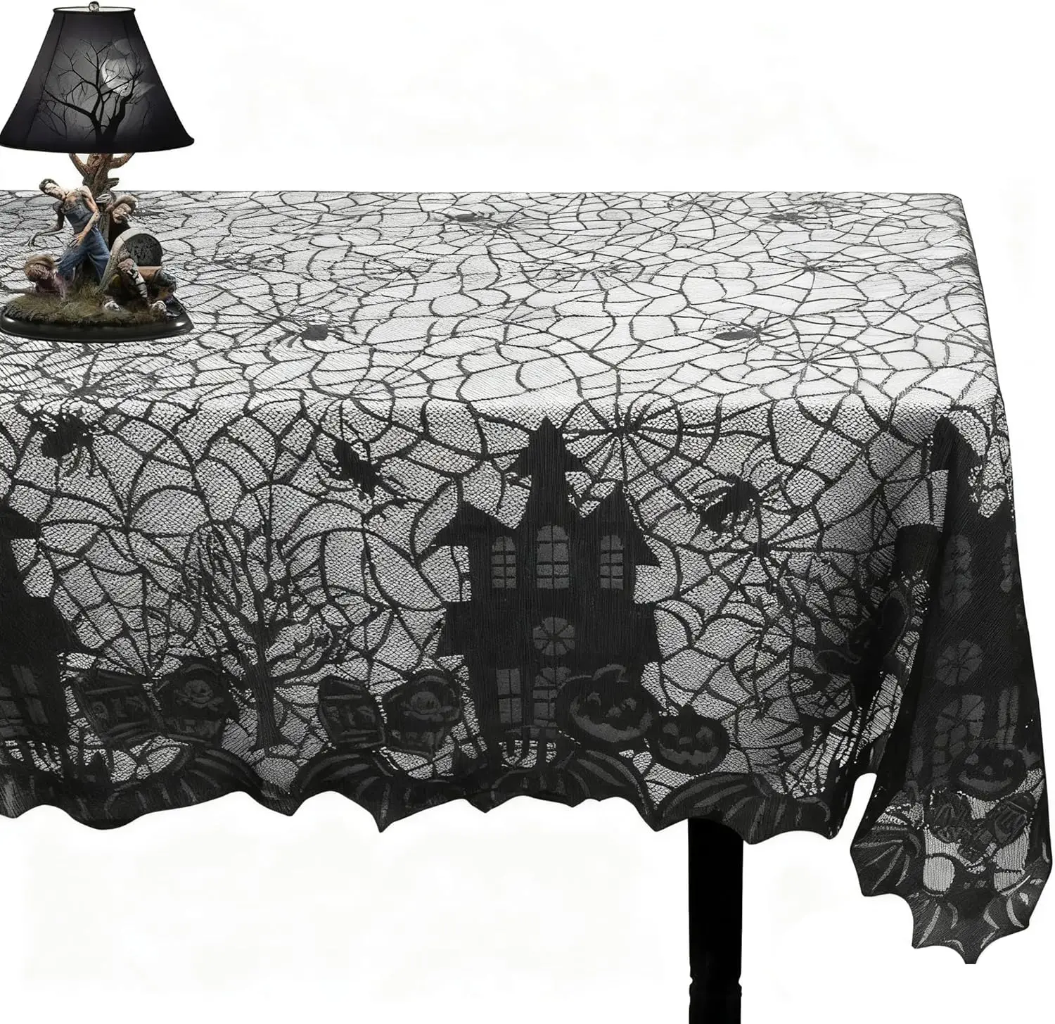 

Готическая скатерть на Хэллоуин, 54x69 дюймов — черная кружевная скатерть в виде паутины, чехол для стола на маскарадную вечеринку, декор ужина