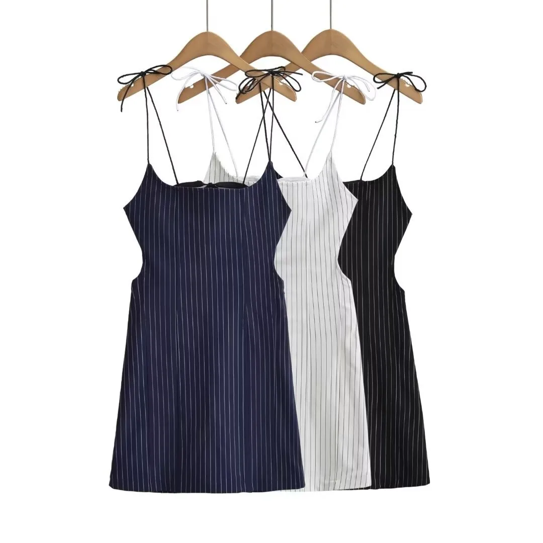 

Faionable полосатый цветной блуз, летнее платье трапециевидной формы с застежкой на талии, женское платье с квадратным воротником