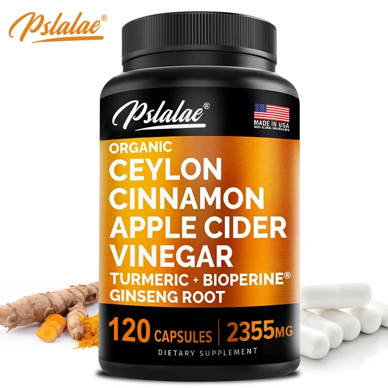 Natural 5-in-1 Ceylon Cinnamon 2355 Mg with Apple Cider Vinegar, Turmeric & Siberian Ginseng, Pepperin Cinnamon Capsules