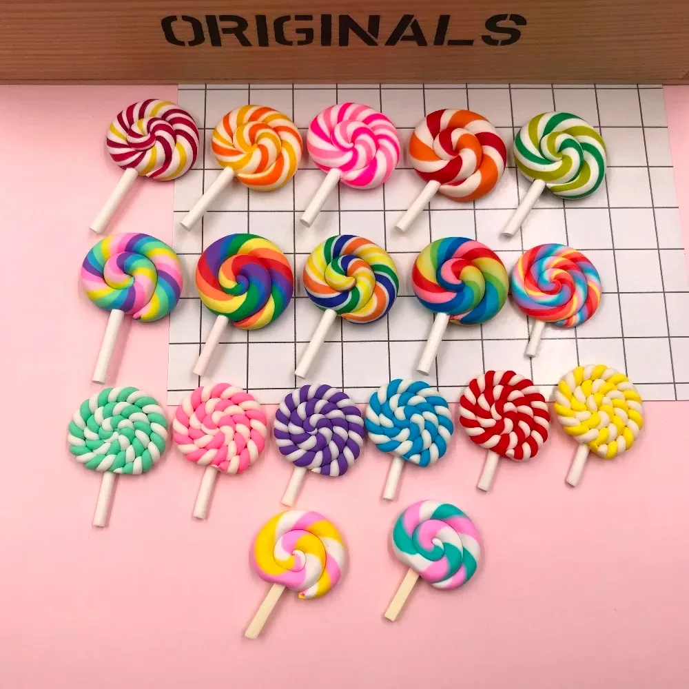 10 قطعة جديد قادم حار Kawaii مصغرة الطين قوس قزح مصاصة ، لتزيين الهاتف ، صناعة الحرف اليدوية ، سكرابوكينغ DIY بها بنفسك #1