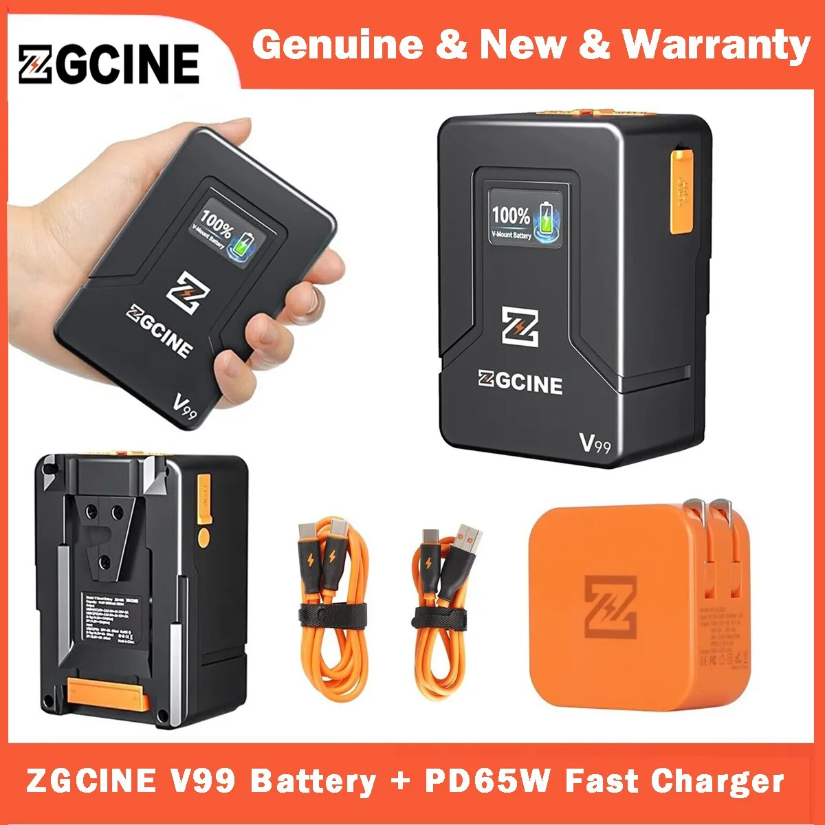 ZGCINE ZG-V99 V2 Upgraded Mini V-Mount Battery with 65W PD Charger D-TAP/BP/Input Output for BMPCC 6K Pro/Canon EOS R5C/Sony FX3