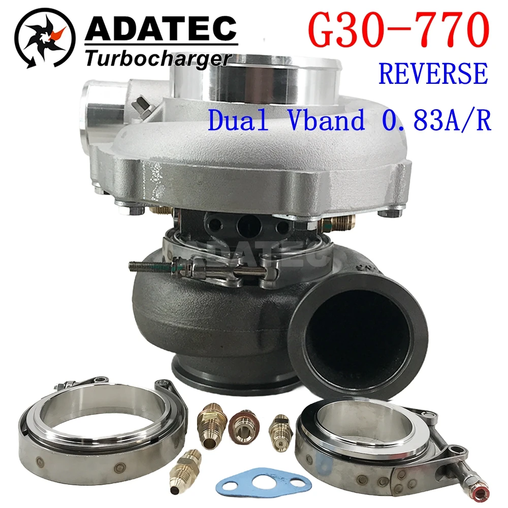 Turbocompresor G30-770 REVERSE 0.83A/R Doble V-Band Serie G de Alto Rendimiento con Doble Rodamiento de Bolas de Cerámica 475 - 770 HP para Motores de 2.0L - 3.5L