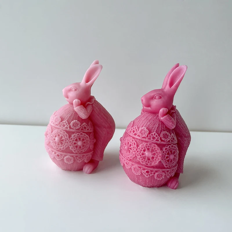 3D Creative Candle Silicone Mold DIY Easter Rabbit Egg Scented Plaster Bunny Mold Epoxy Resin Gypsum Form Mould