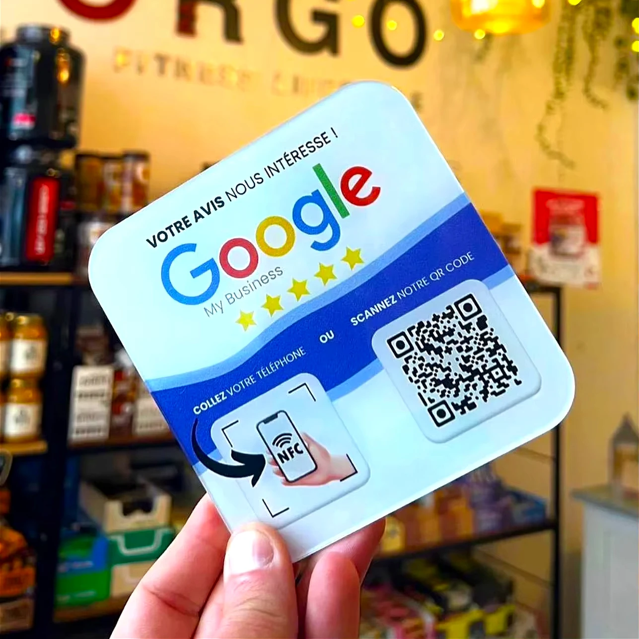 Google Review QR Code Sign Social Media Connected Plate One Tap Contactless Qr Code Sign NFC QR Code Stand Display