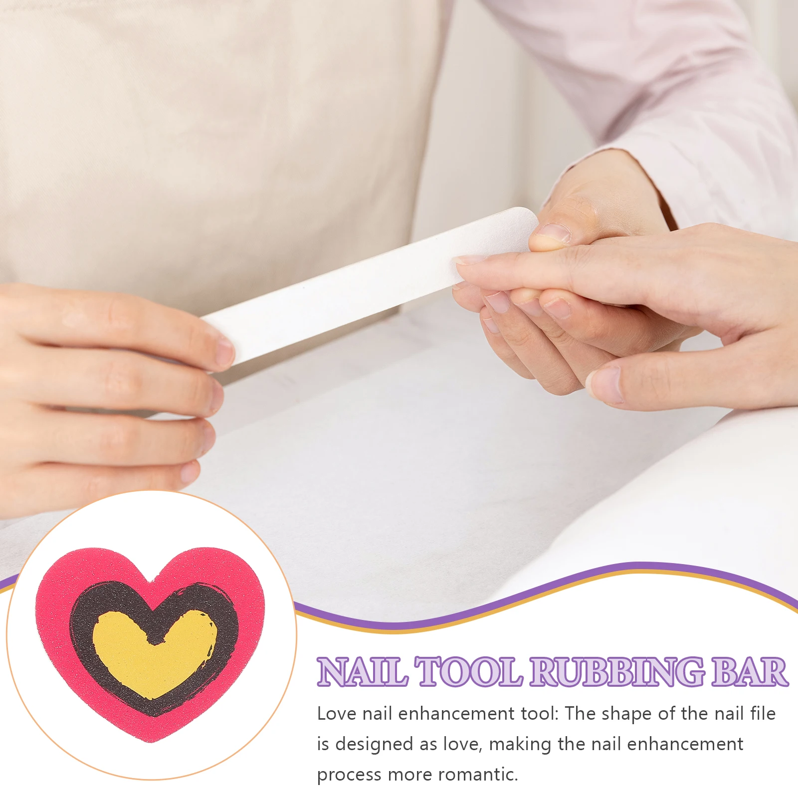 20 قطعة من ملفات فن الأظافر بتصميم على شكل قلب سهلة الحمل مثالية لتلميع السطح وإزالة طلاء الأظافر هدية ساحرة حلوة #6