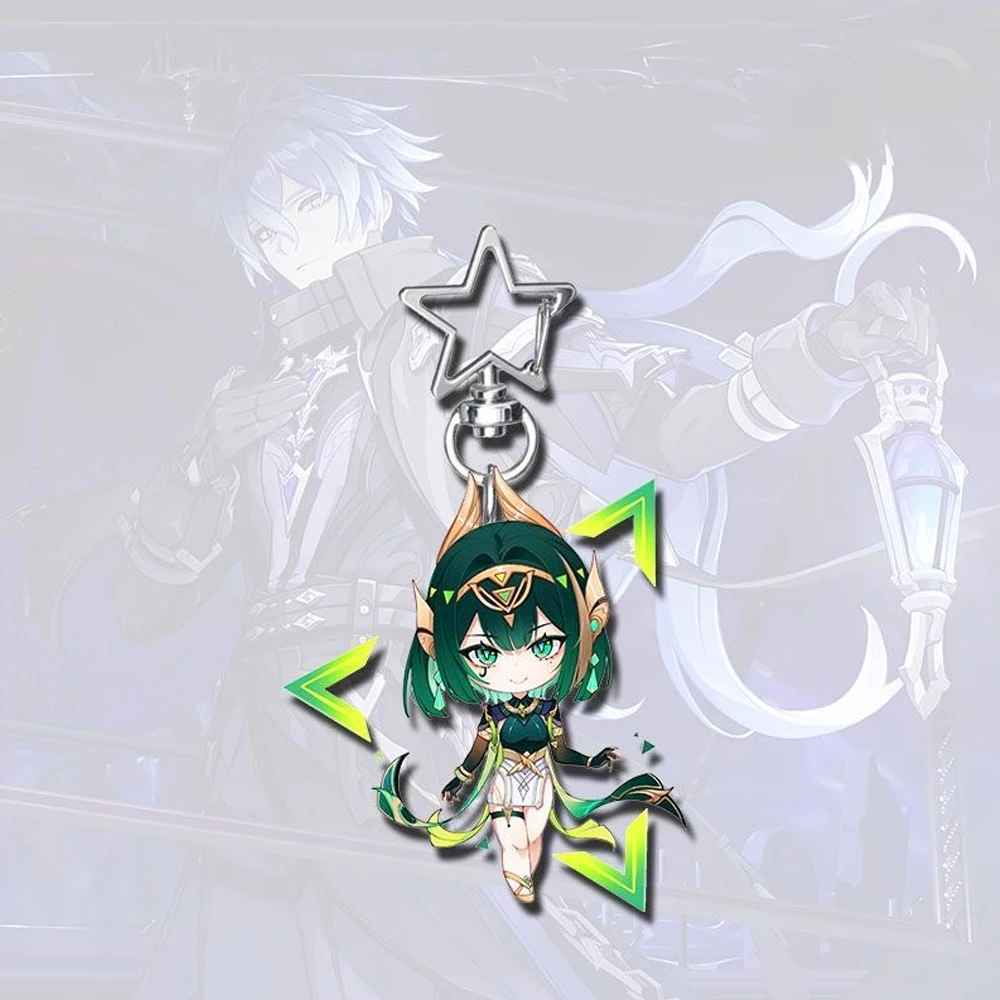 Game Genshin Impact Durin Flins Lauma Skirk Cosplay Key Chain Acrylic Keychain Backpack Decoration Metal Star Keyring Prop image 5