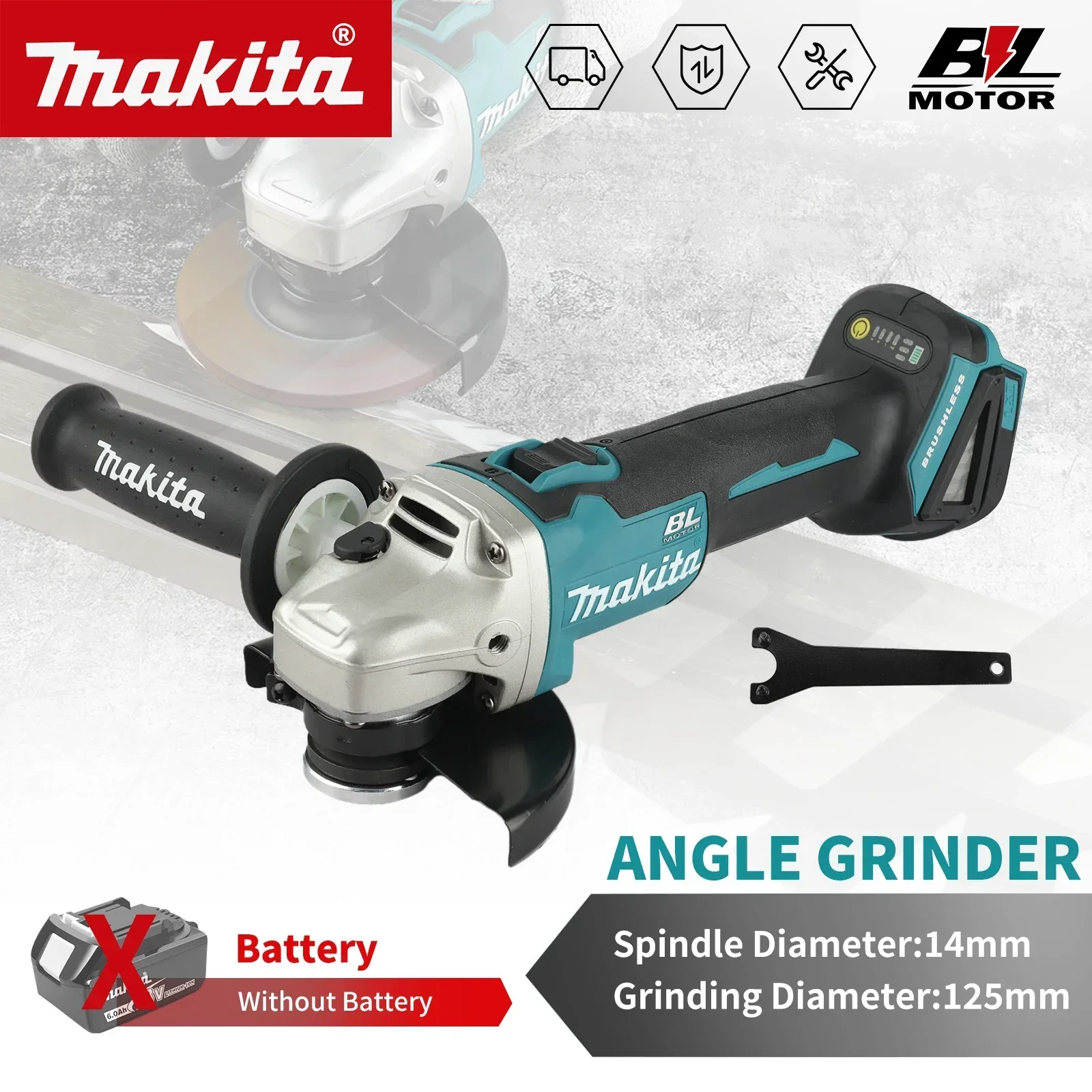 for-makita-dga504-brushless-grinder-18v-8500rpm-125mm-disc-thickened-shield-auxiliary-handle-construction-processing-power-tools