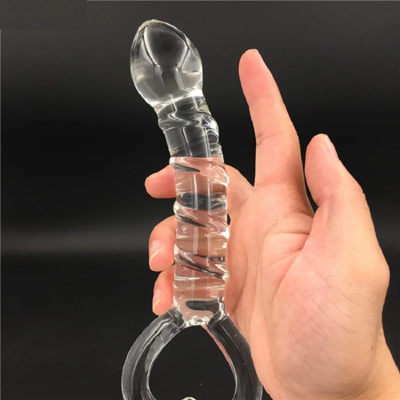 Transparent Crystal Glass Vagina Massager Dual Head Huge Dildo Anal Ass Plug G-spot Stimulation Sex Toy for Couples Masturbator