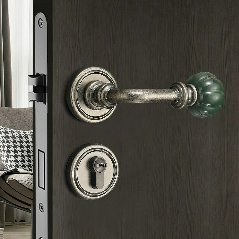 Retro Style Household Bedroom Door Lock Antique Office Conference Room Universal Silent/magnetic Solid Wood Door Lock
