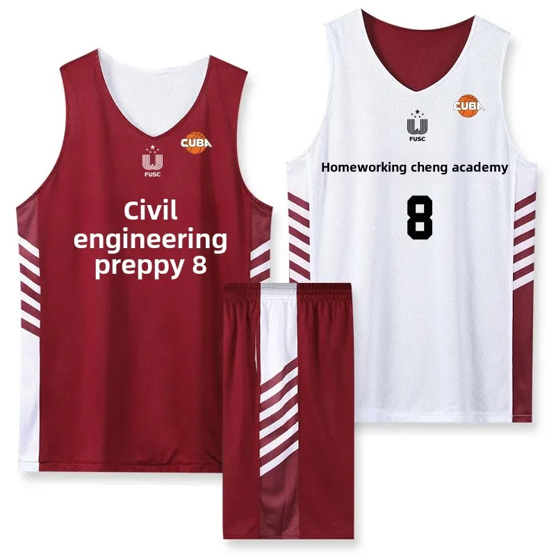 مجموعة زي كرة السلة على الوجهين للرجال والنساء، زي فريق التدريب والمنافسة، رقم مطبوع قابل للتخصيص