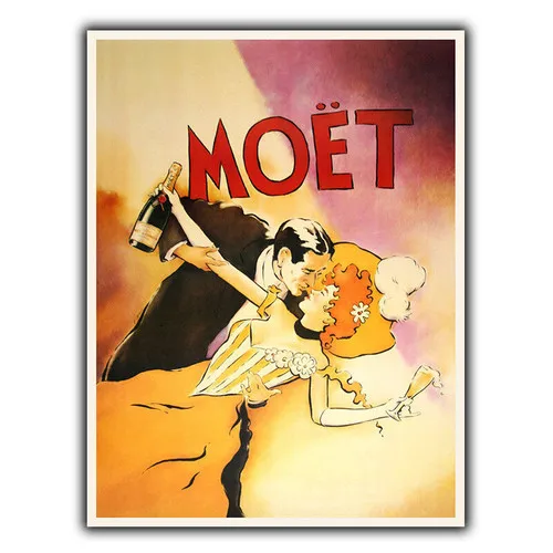 Placa de metal para parede, MOET CHANDON, champanhe, vintage, retrô, impressão de pôster de bar, alumínio
