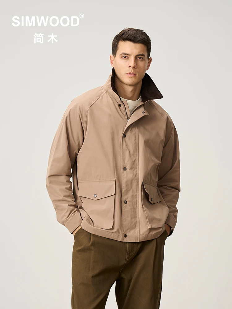 SIMWOOD 2025 Spring New Oversize Water Repellent Jacket Men Washed Vintage Coats Plus Size Quality Clothes