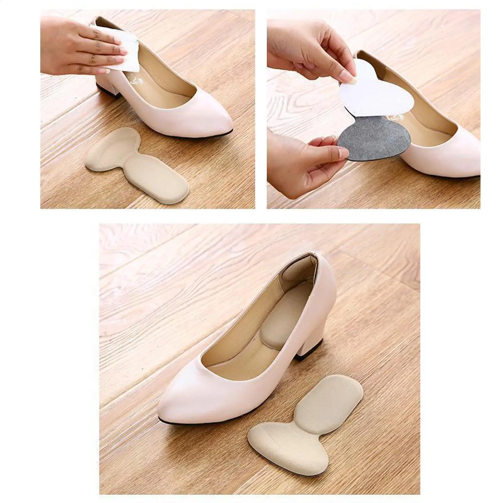 Heel Pads For Shoes 2 Pieces Soft Self-Adhesive Shock-Absorbing Shoe Back Cushion Pads For Men Women Boots Flats Stop Slip And