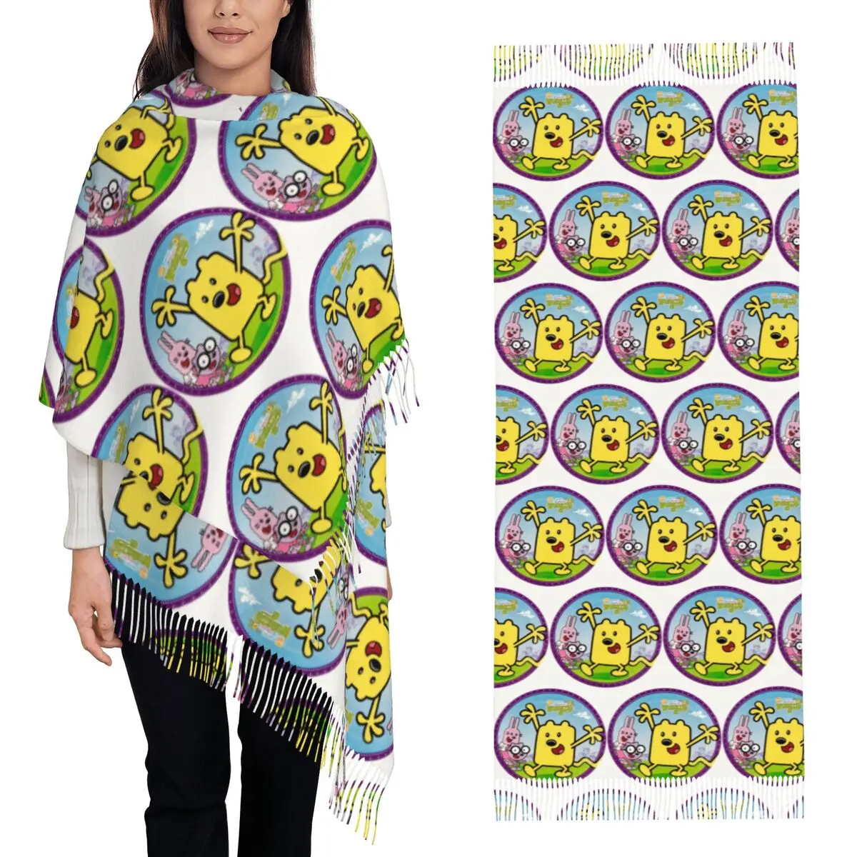 

Wow Wow Wubbzy Animation Cartoon Scarf Tassel Scarves Women Soft Warm Shawls and Wraps Long Fall Winter Shawl Wrap