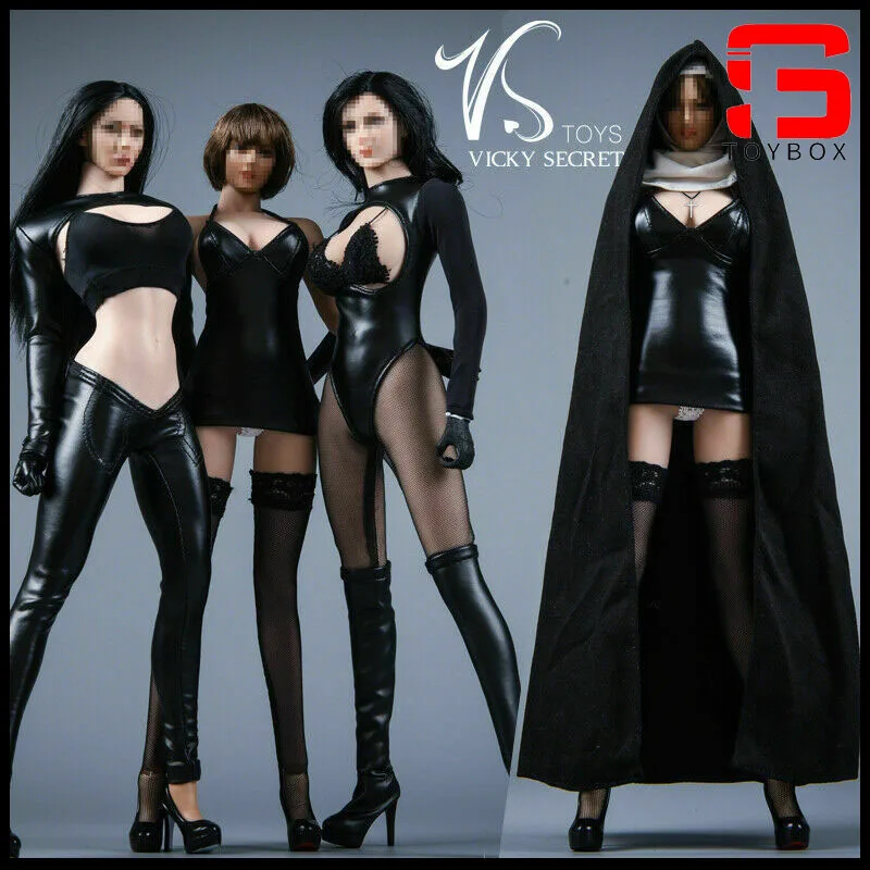 

В наличии VSTOYS 19XG60 1/6 Плащ церковной девушки-черницы Черный кожаный комплект одежды Модель подходит для 12-дюймовой фигурки женщины-солдата