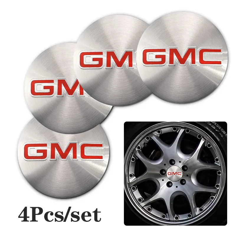 4 Uds 56mm tapacubos centrales de rueda de coche emblema pegatinas calcomanías para GMC Terrain Sierra Canyon Yukon Acadia Savana Denali AT4 granito