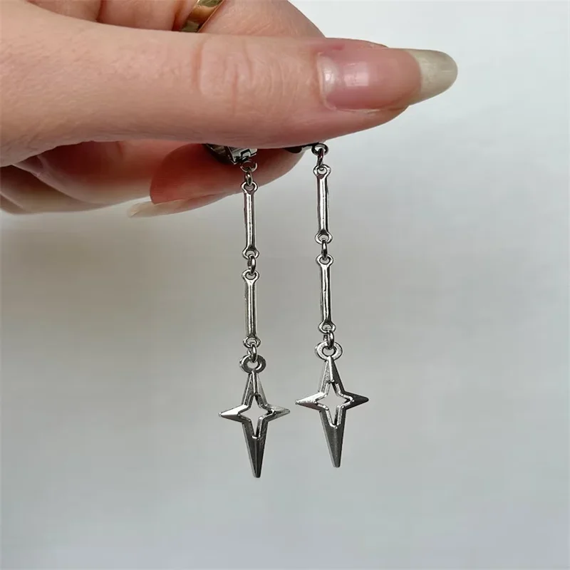 Gothic Jewelry Cross Star Drop Earrings Punk Charms Stitching Rivet Earrings for Women Korean Fashion Accessories