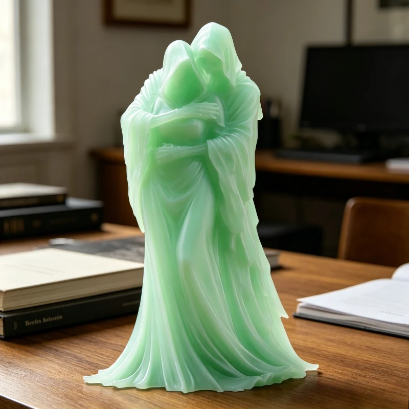 Dark Lord Glow-in-the-Dark Eternal BondSculpture,Gothic Reaper Dark QueenCouple Figurine,Romantic Desktop Decor,Unique LoverGift