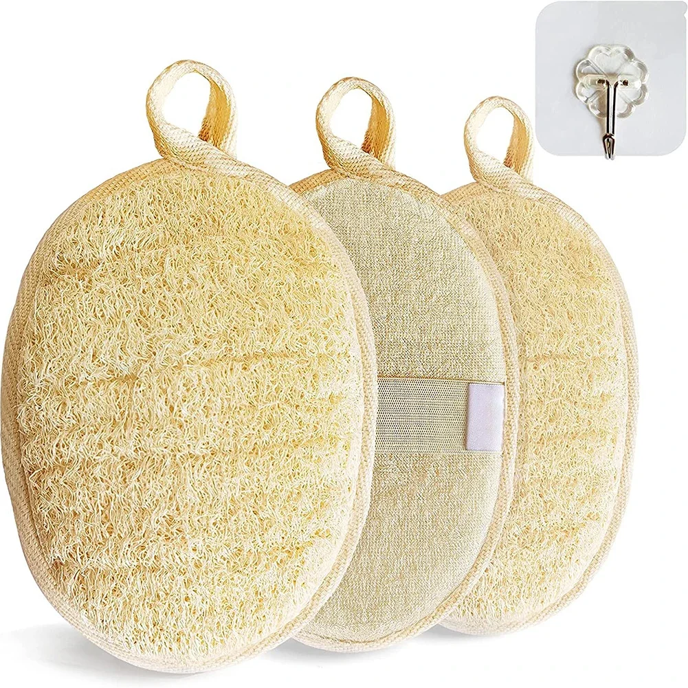 3pc Natural Loofah Luffa Sponge Face Body Bath Shower Spa Exfoliator Scrubber Pad Puff Washcloth Bodys Treatments Skin 10x14cm