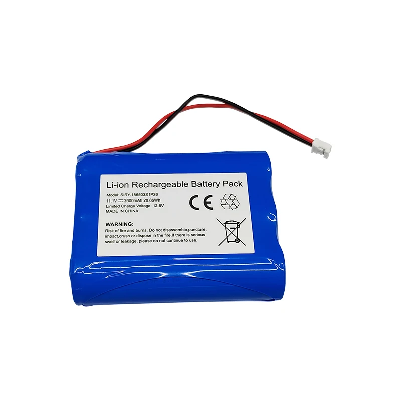 SIRY 18650-3S1P cylindryczny ładowalny akumulator litowo-jonowy 2200mAh 2600mAh z płytką drukowaną i złączem