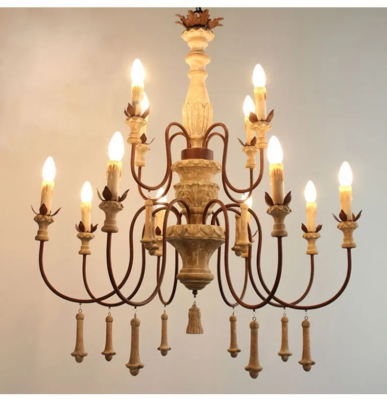 6/8/12 Lights Large Chandeliers Lighting For Living Room With Rustic Metal Vintage French Country Farmhouse Hanging Lights