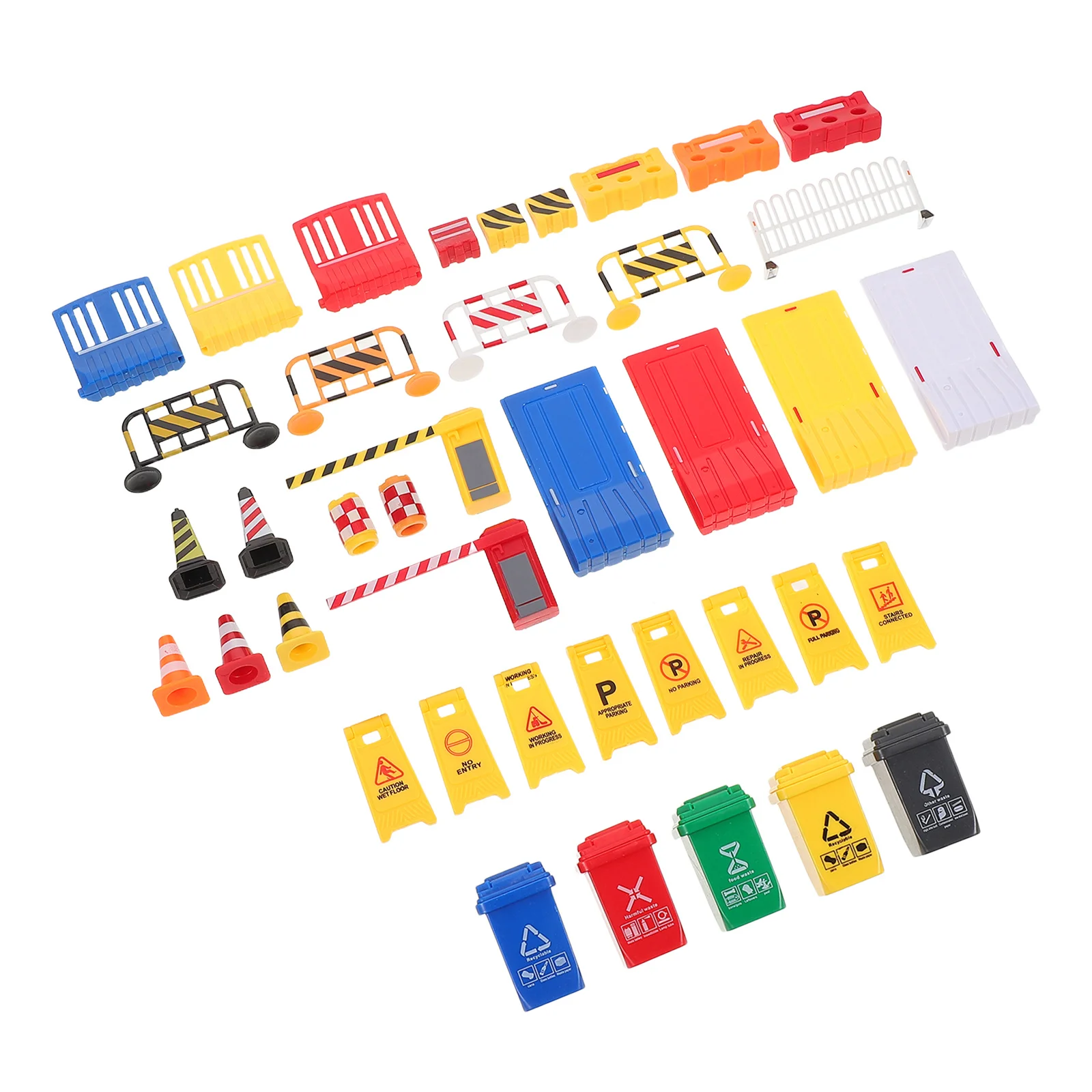 

40pcs Early Educational Traffic Toys: Mini Street Sign Playset Plastic Road Safety Traffic Cone Barricade Crosswalk Signal Set