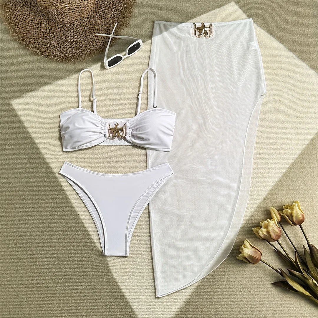 Mit Rock, hoch geschnittenem Beinausschnitt, brasilianischer Bikini, Damen-Badeanzug, dreiteiliges Bikini-Set, Damen-Badebekleidung, Badeanzug, Schwimmanzug V6193 – Detail 28