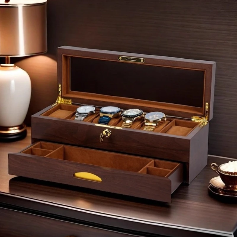 

Запираемая коробка для хранения часов, многоуровневые коробки для хранения часов, 6 эпитопов, мужские часы-органайзер, контейнер, портативный футляр для ювелирных изделий
