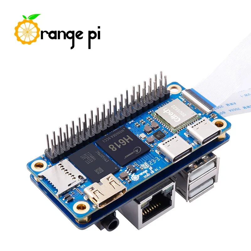 Orange pi zero 2 w 1g + placa de expansão, ddr4 allwinner h618 laranja pi zero 2w wifi + bt ble sbc computador de placa única zero2w mini pc