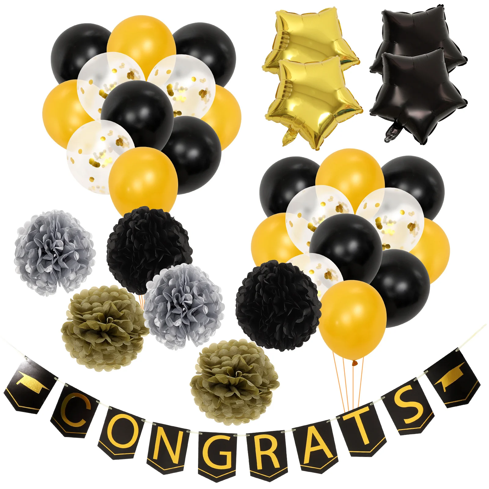 

1 Set Graduation Party Decorations Hanging Banner Balloons For Ceremony Celebration Backdrop Photo Prop Grad Decor Supplies