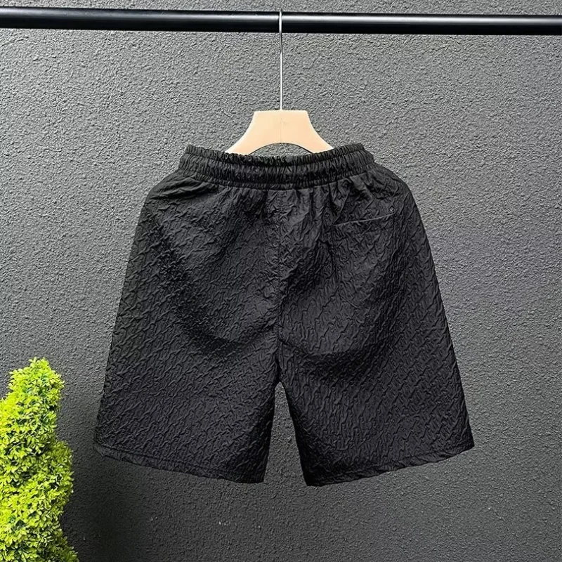 Summer Men\'s Beach Shorts Korean Fashion Sports Shorts Outdoor Casual Men\'s Clothing Exquisite Pattern Blue Shorts 2024 New