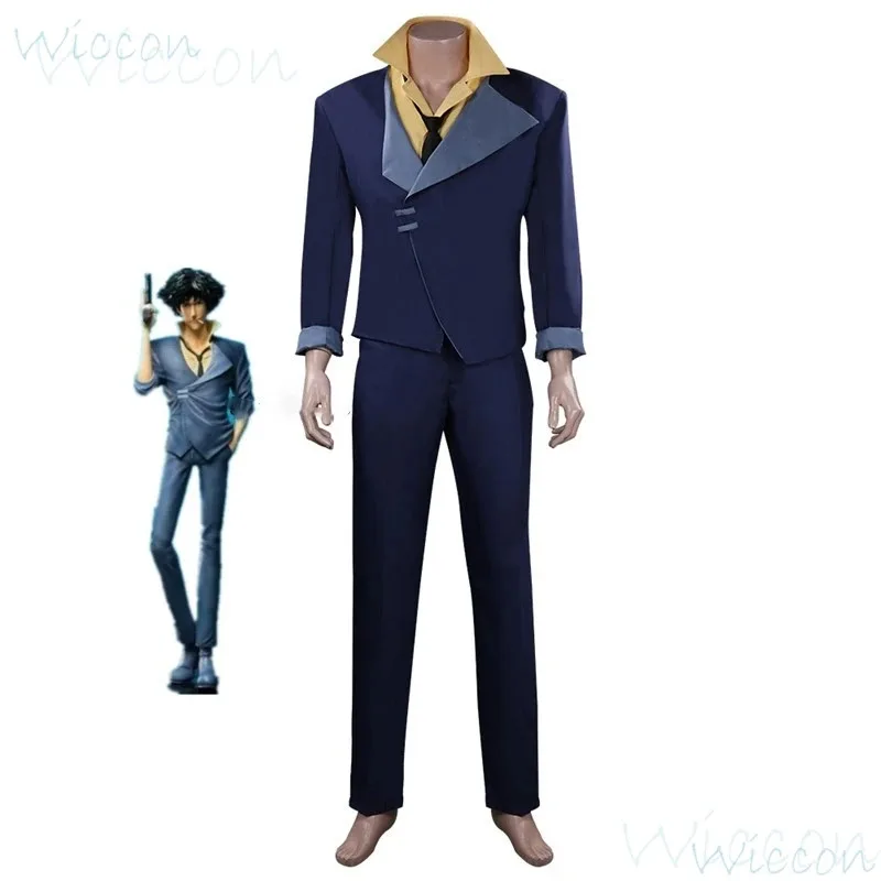 

Аниме Spike Spiegel Ковбой BEBOP Comic-Con Косплей Костюм Опора Темно-Синий Черный Униформа Костюм Галстук Пальто Партии Мужские;3,k8't,