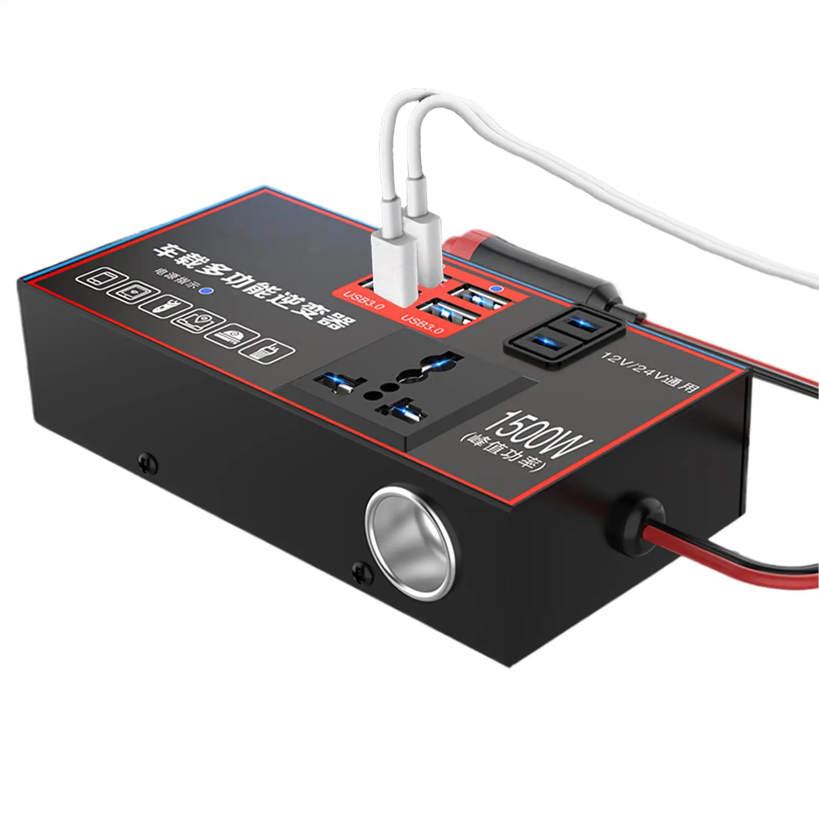 

Car Converter To Outlet Plug 220V Car Outlet 1500W Multiple Ports Automobile Adapter USB Charging For Workstation Marine Truck