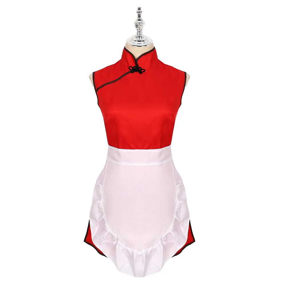 Tenue de femme de chambre chat sexy pour filles japonaises, Lolita COS Dres, rouge, mignon, dame, manches courtes, été, 03