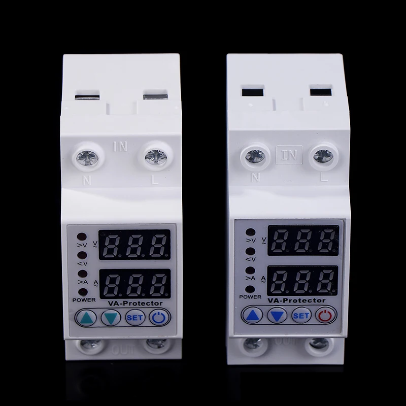 40A/63A Din Rail 230V Adjustable Over Voltage And Under Voltage Protective Device Protector Relay Limit Over Current Protection