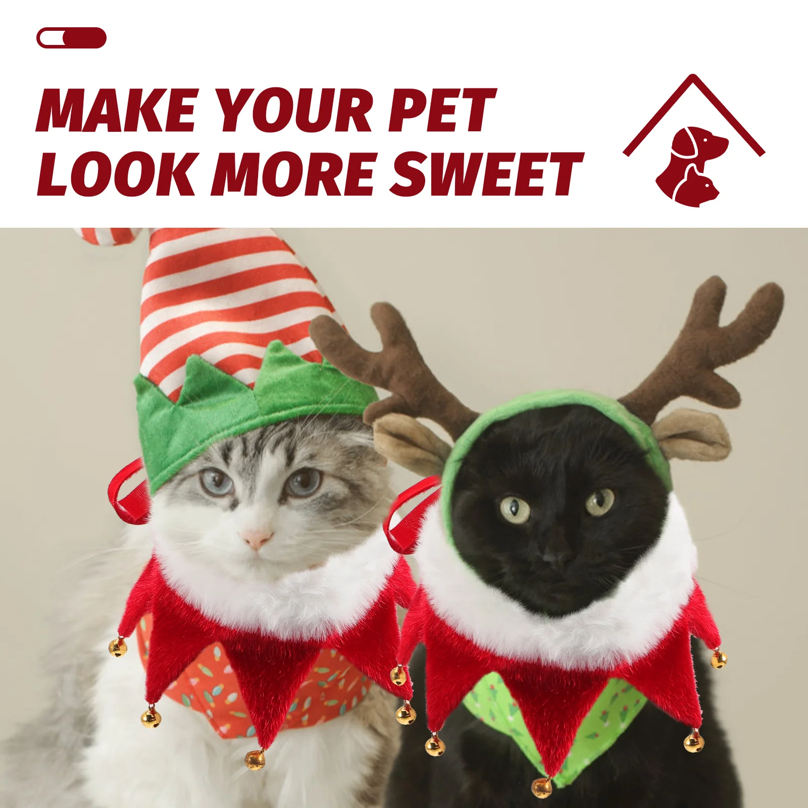 

1pc Christmas Pet Collar with Bells for Dog Cat Lightweight Holiday Decoration Bell Collars Festive Style Party Accessories